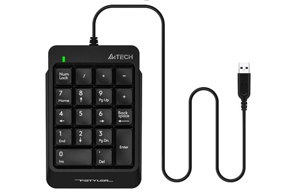 A4Tech FK13P Numeric Keypad with Slim Keycaps, Splash-Proof Body & USB Connectivity