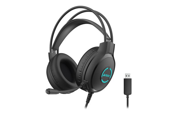 A4Tech FH300U Neon Illuminate USB Stereo Headset with DSP Stereo, 50 mm Drivers, LED Backlight