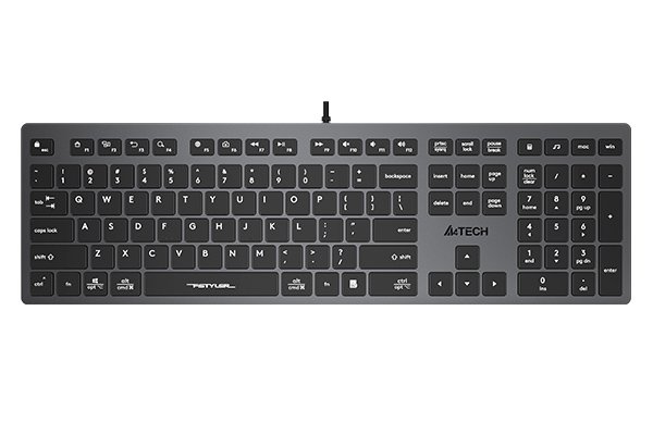 A4Tech FX50 Scissor Switch Full-Size Wired Keyboard, Ultra-Slim Keycaps, 150cm USB Cable