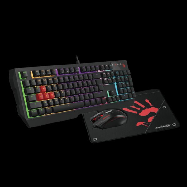 Bloody B1700 Neon Gaming Combo with RGB Keyboard, Ergonomic Mouse, and Anti-Slip Mousepad