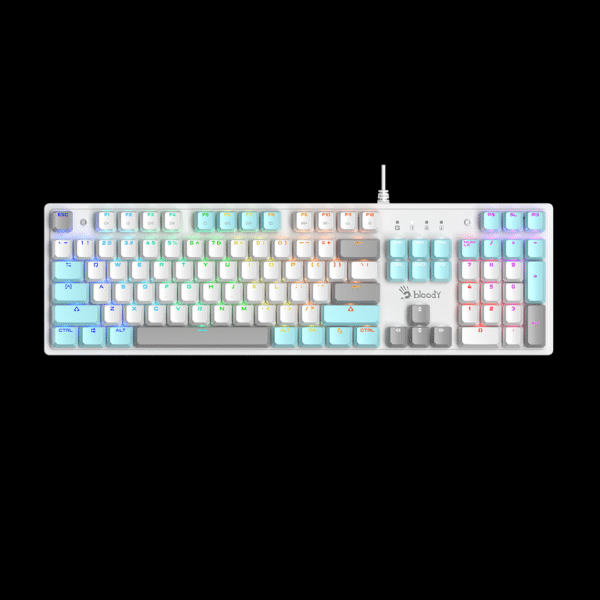 A4Tech Bloody S520N Icy White RGB Mechanical Gaming Keyboard with Durable Switches