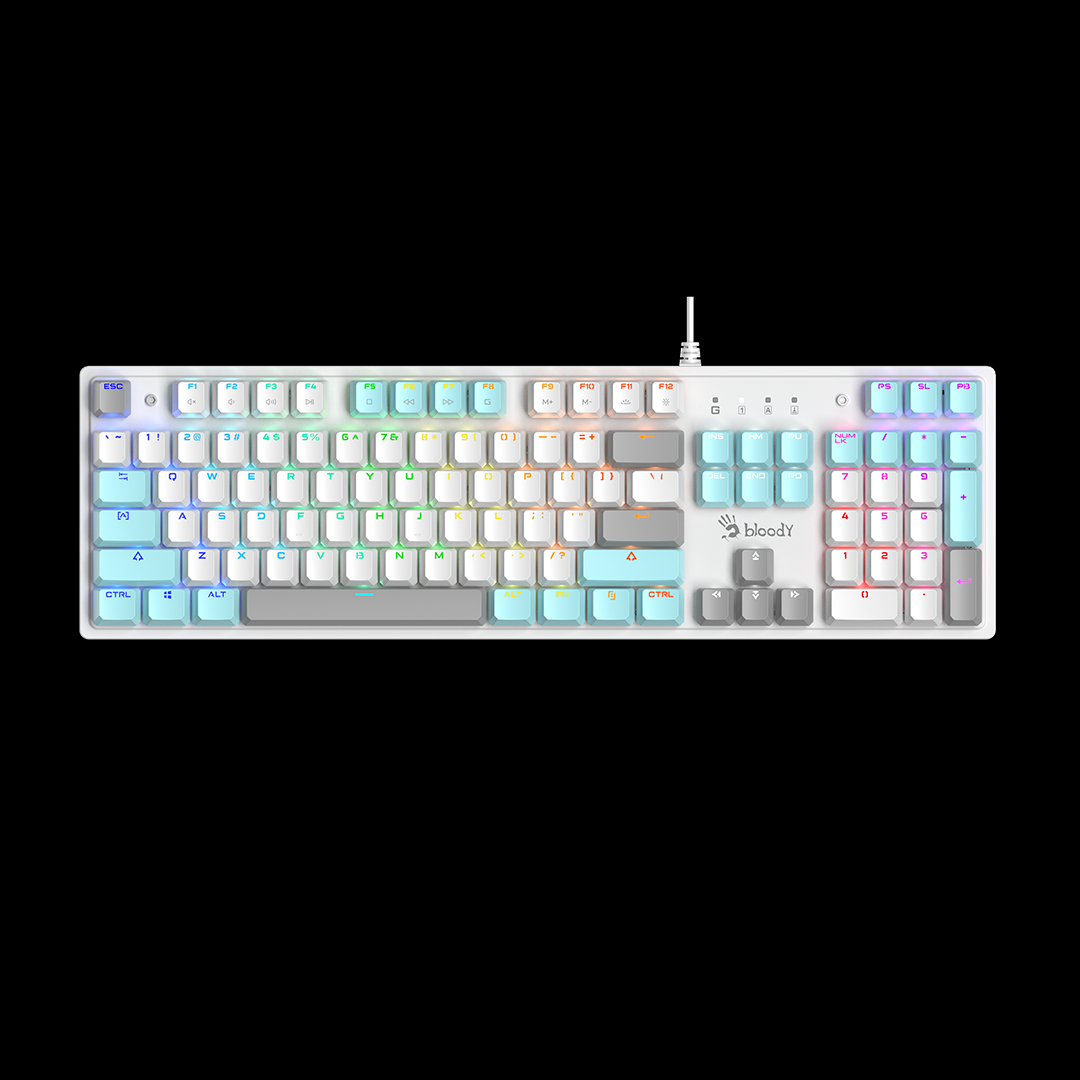 A4Tech Bloody S520N Icy White RGB Mechanical Gaming Keyboard with Durable Switches