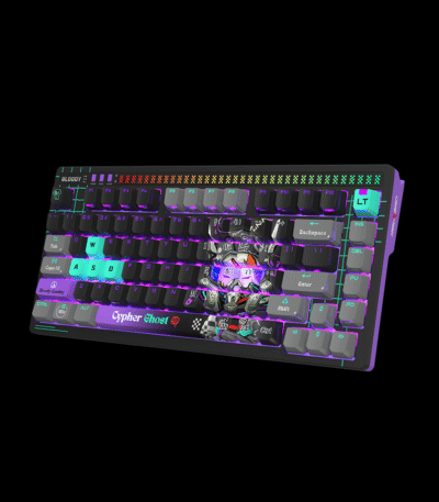 Bloody AT75 Cypher Ghost compact mechanical keyboard with Alpha Optical switches, RGB lighting