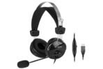 A4Tech HU-7P USB Stereo Headset with 40 mm Drivers, Inline Volume Control, USB Plug