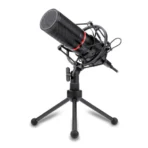 Redragon GM300 USB streaming microphone with cardioid condenser, full-metal body & built-in circle LED